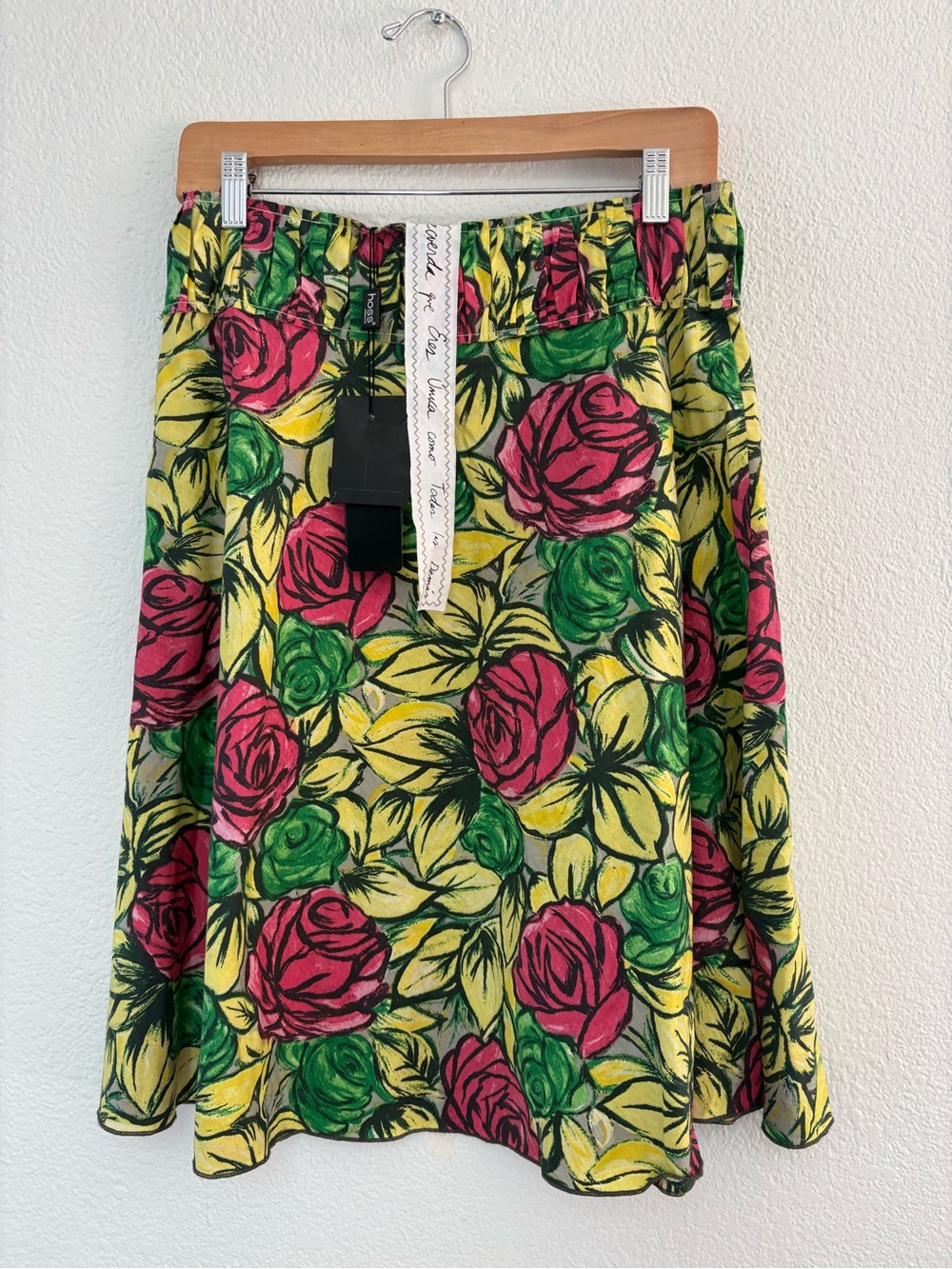 Bright Floral A-Line Skirt in Yellow, Pink & Green - Picture 2 of 4